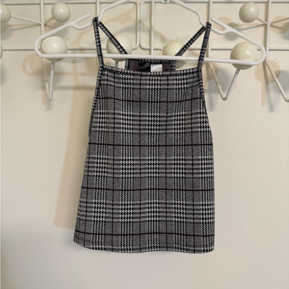 H&M Black and White Checkered Crop Top